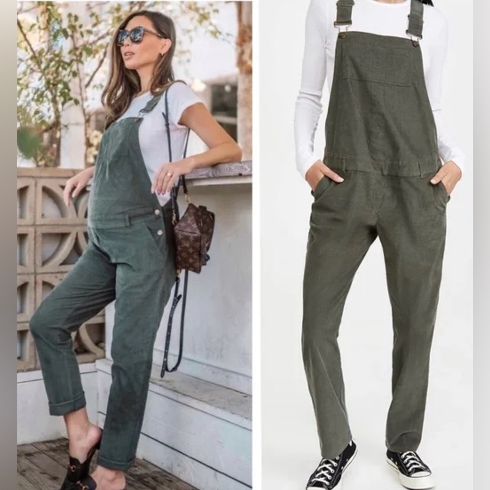 Hatch Maternity Selma Cord Overalls - Green - Size 0